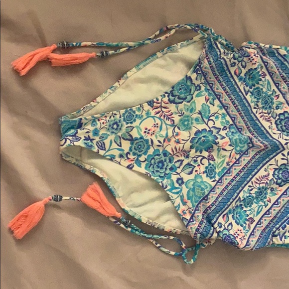 Strapless, boho chic, one piece baithing suit. - Picture 3 of 4